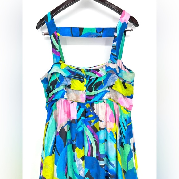 Anthropologie Sunny Hawaiian Floral Print Silk Blend Midi Dress Bohemian Size M - Picture 12 of 16